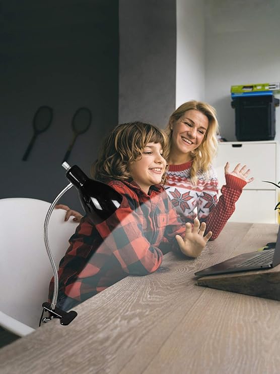 Desk lamp Eye-Caring Table Lamps, 360Rotation Gooseneck Clip on Lamp Reading Light Portable Reading Book Light Clamp Study Desk Lamps for Bedroom and Office Home Lighting (Black)