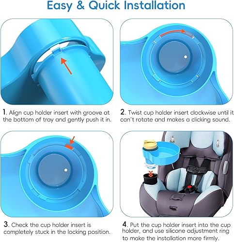 Miniatura 5 de Bandeja de viaje para asiento de automóvil, 2 unidades, bandeja de viaje para automóvil, refuerzo, cochecito, bandeja ajustable universal para