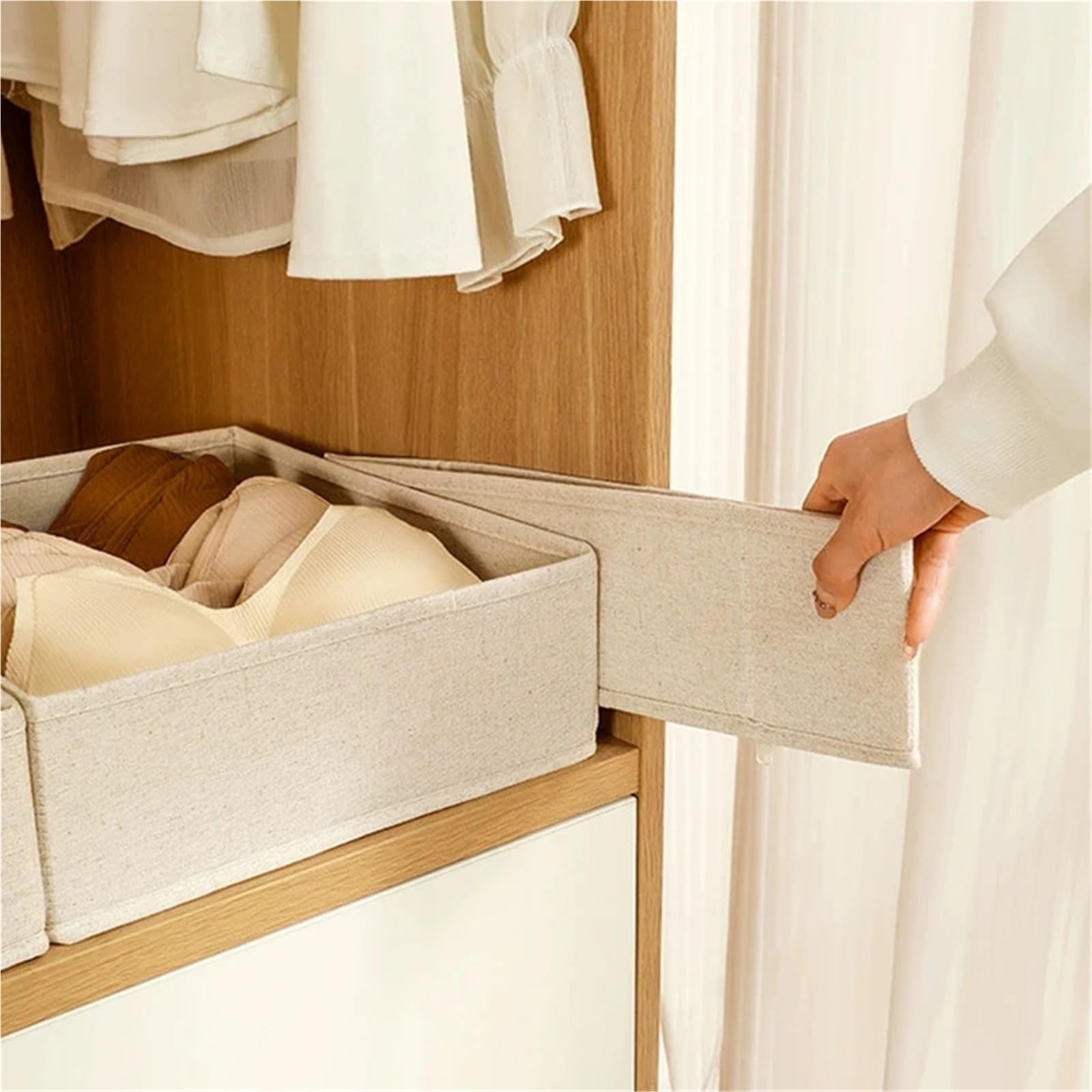 Organizador de cajones para Ropa Interior, Caja de Almacenamiento de Calcetines, Sujetadores, armarios y Ropa para Pantalones, Plegable.