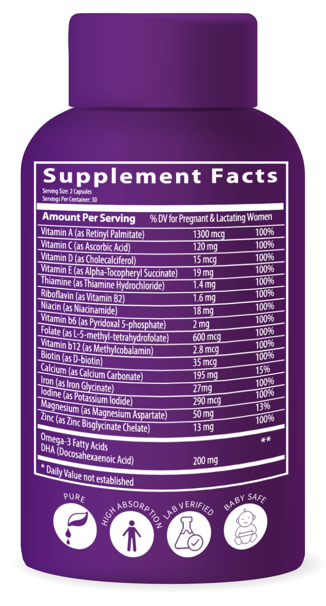 BioImmune Ultra Strength Bio-Available Prenatal Vitamins for Women, Naturally Occurring Methylated Folate Folic Acid, DHA Omega 3. Supports Brain Development, Healthy Fetal Development — Amazon image 6