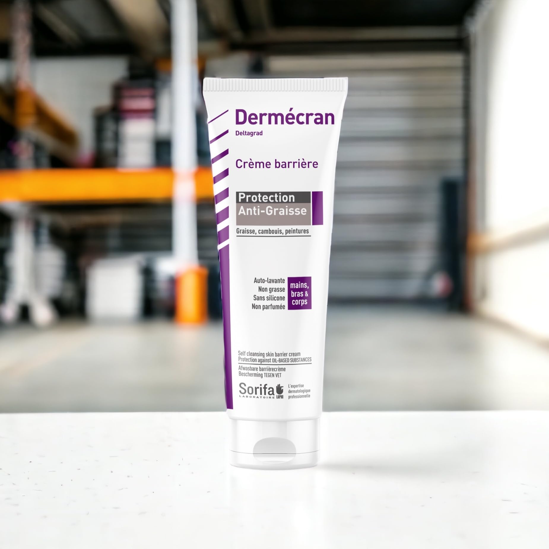 Set di 4 – Dermécran – Crema Barriera – Protezione anti grasso – Mani, braccia e corpo – Alta tolleranza – Senza profumo – Tubo da 125 ml.