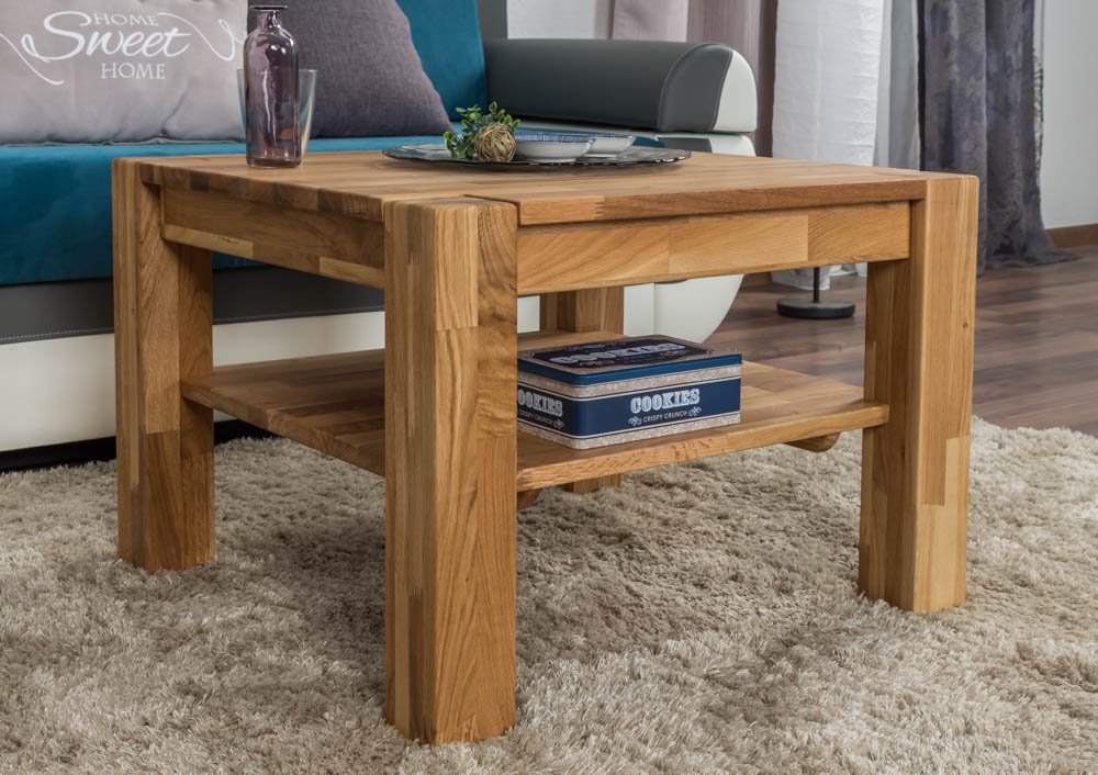 Couchtisch Wooden Nature 123 Eiche massiv - 45-65 - 65 cm (H - B - T)