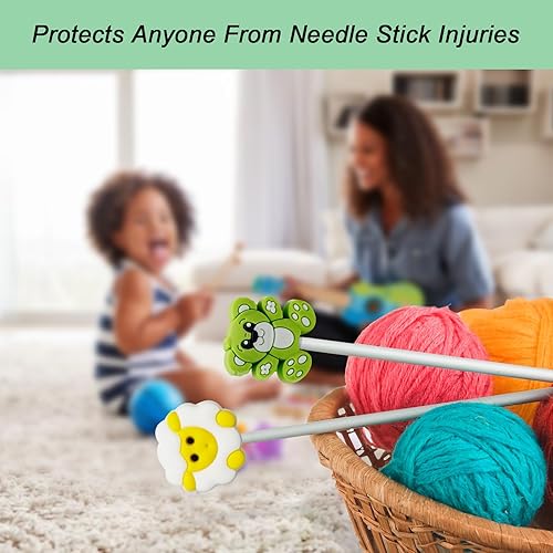 Miniatura 4 de Yzzyemn 10 tapones para agujas de tejer, protectores de puntos, accesorios y suministros para tejer, herramientas de tejer, kit de iniciación para