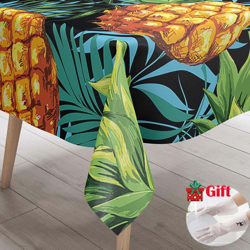 Nappe Rectangulaire 3D Ananas Couleur DOTBUY Nappe En Polyester Impermeable L'épreuve De L'huile Antifouling Nappe En Table Pour Extérieur Ou Intérieur Table De Salle à Manger (G7,140x220cm