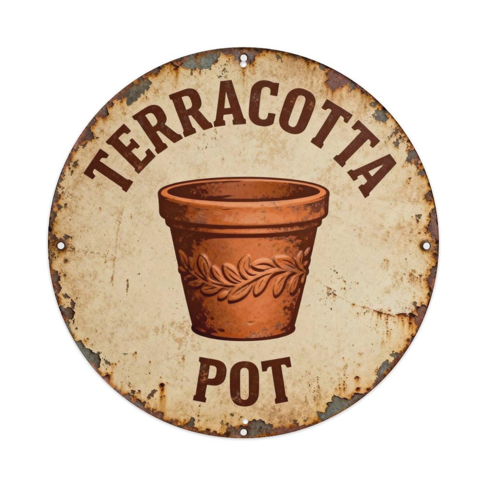 Terracotta Pot Metal Tin Sign Plaque
