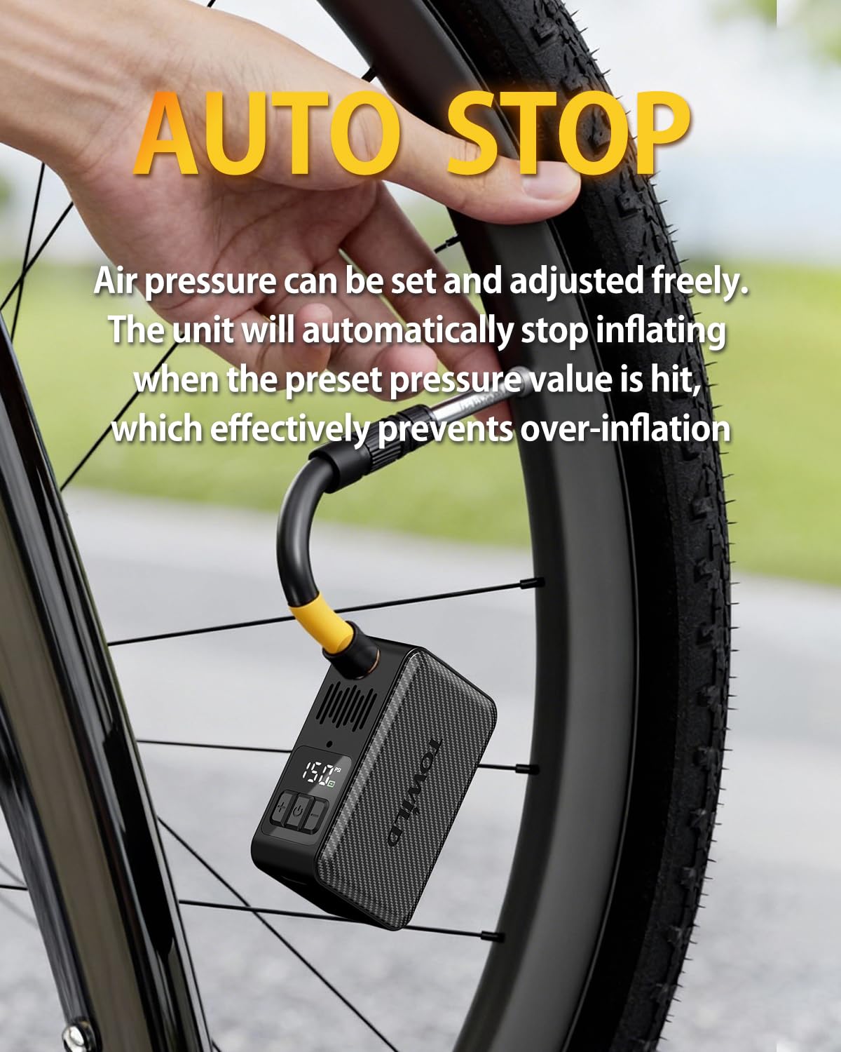 TOWILD A15 Electric Bike Tire Pump - Portable & Rechargeable -3
