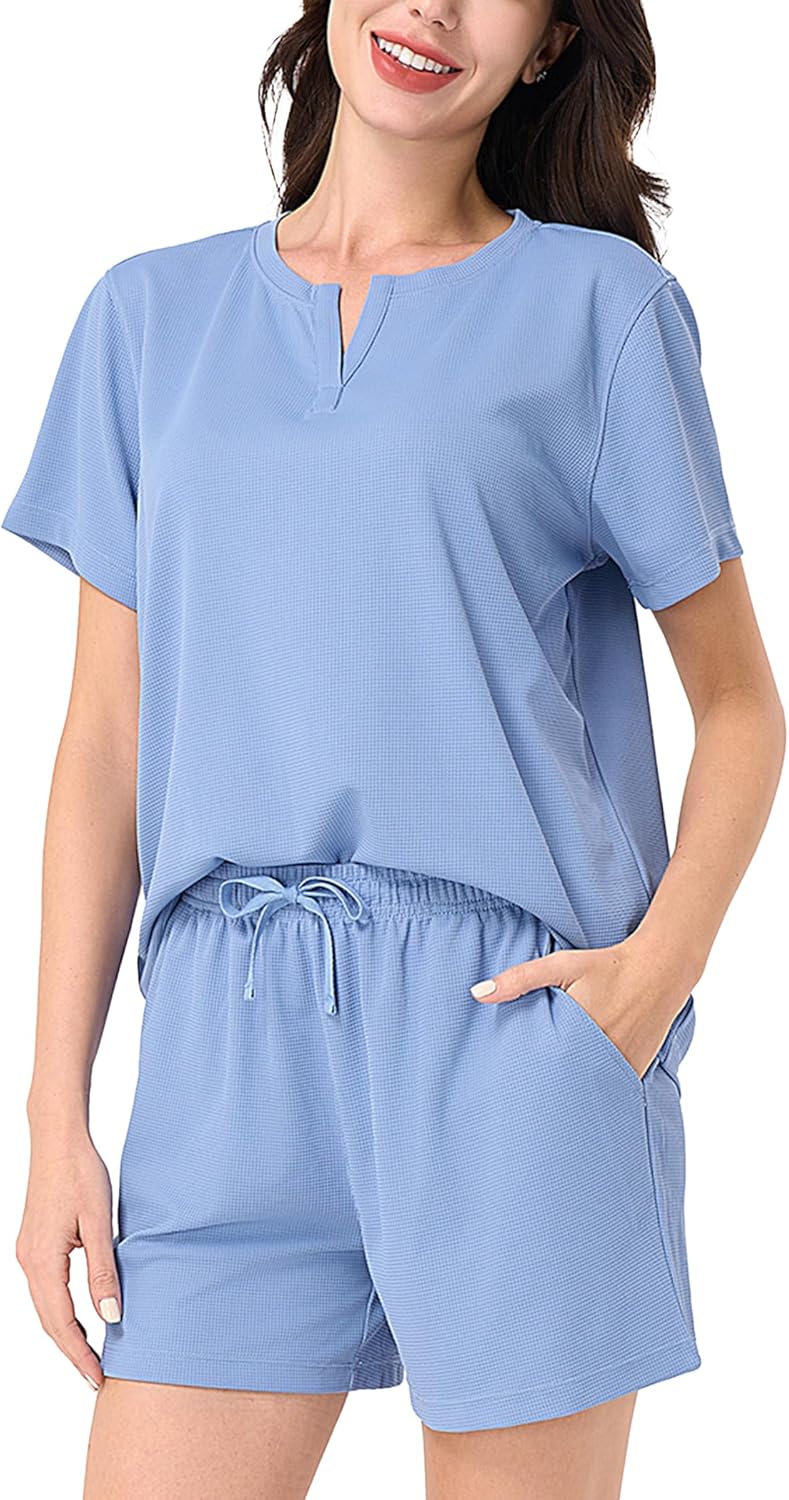 DAVID ARCHY Cute Pajama Sets for Women Summer Sets Women 2 Piece Outfits Comfortable Loungewear Set With Pockets