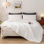 Lit de grande taille Blanc Comforter - Tissu en polycotton moderne super doux et confortable - Couverture de lit ensemble de patch femmes léger toute la saison utilisation - 3 Pièce - 1 Conforteur solide et 2 Cas d'oreiller pour homme