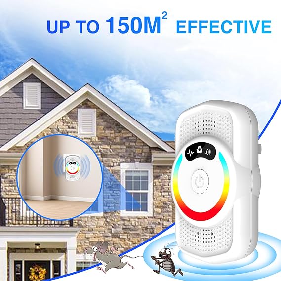 Indoor Ultrasonic Pest Repeller, 4PCS Plug In Mouse Repeller, Effective Pest Repeller for Mice, Rats, Spiders, Cockroaches - Radiation Free