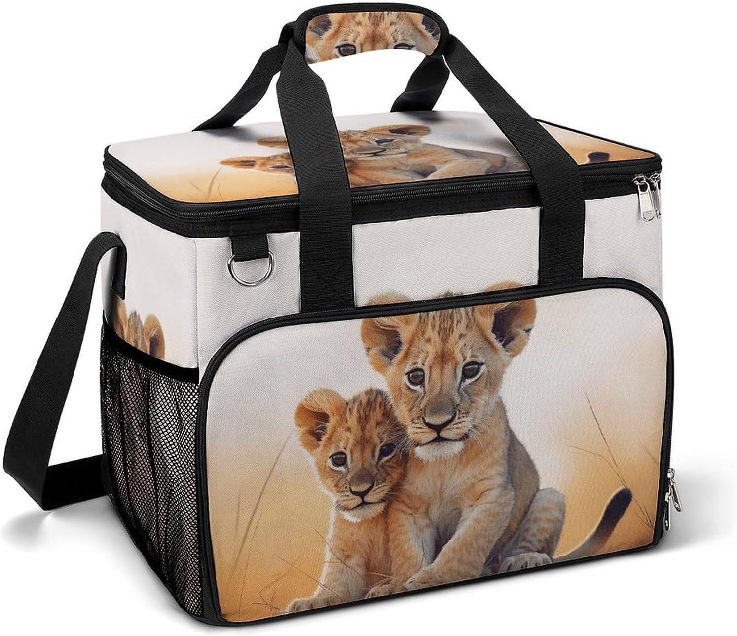 Insulated Picnic Backpack Tote Bag, Large Capacity 30L Small Lion Cooler Bag Leakproof Beach Bags Portable Lunch Box Waterproof Picnic Basket for Beach Camping BBQ