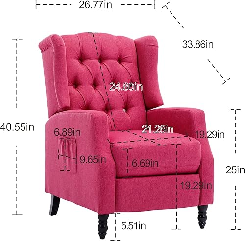 Miniatura 3 de MOONMISS Modernas sillas reclinables cómodas con bolsillos laterales, sofá individual, asiento de cine en casa para sala de estar, respaldo