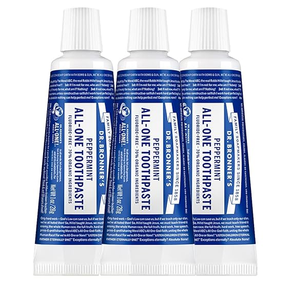 Dr. Bronner’s AllOne Toothpaste (Peppermint, 1 Ounce, 3