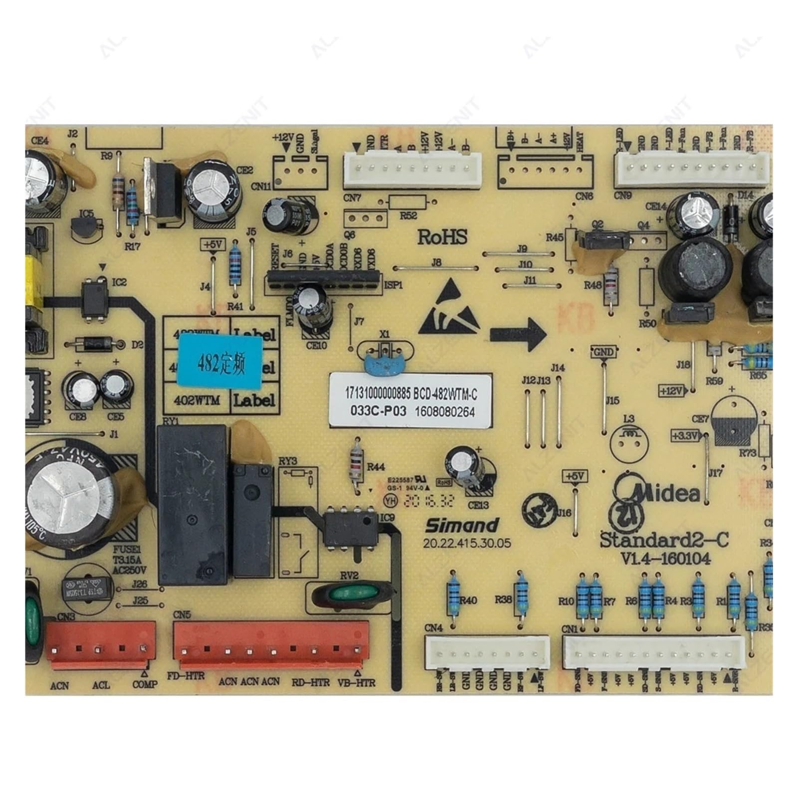 Refrigerator Control Board，Compatible For Midea， BCD-482WTM-C 17131000000885 Circuit PCB BCD-482WTM Fridge Motherboard Freezer, Backplane