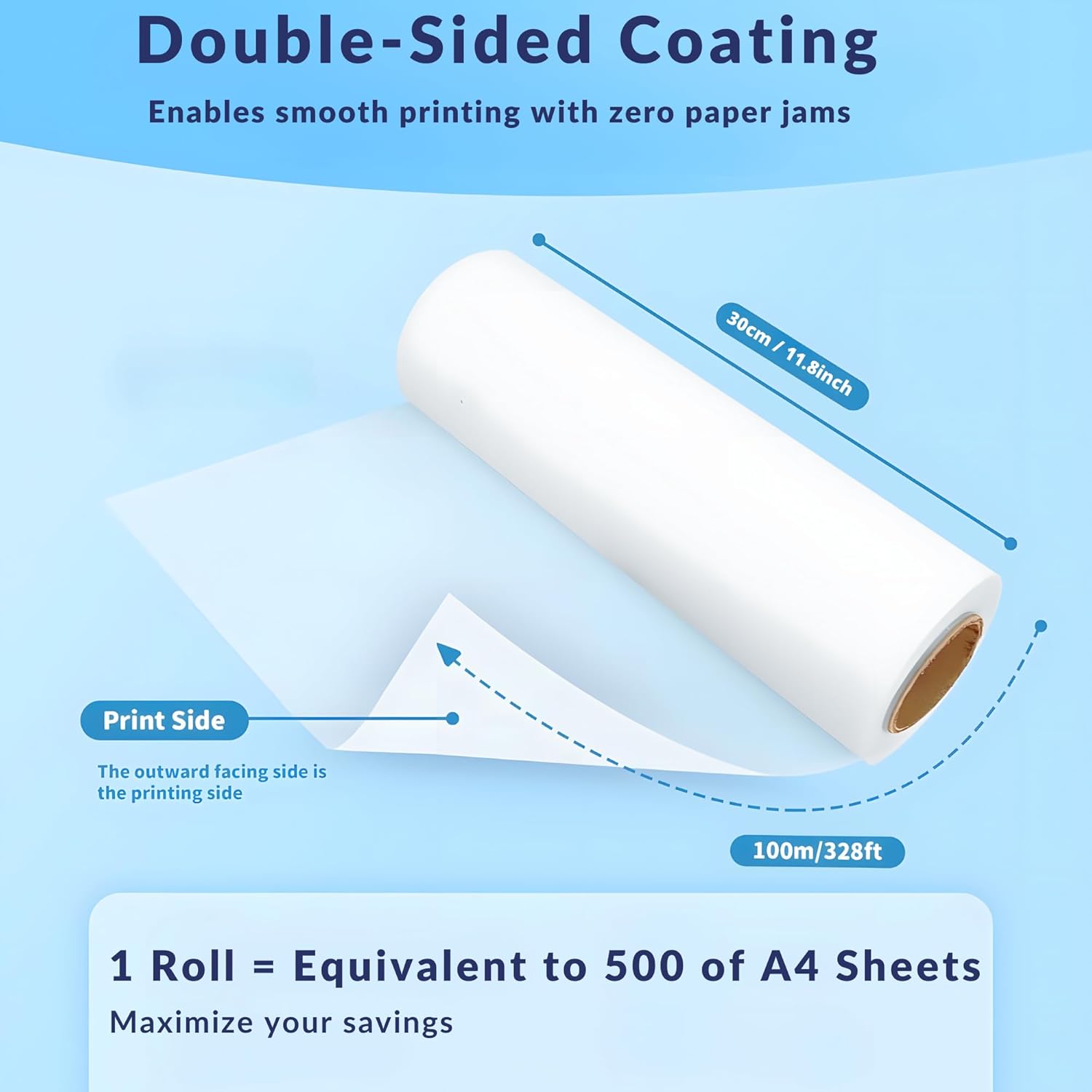 NGOODIEZ DTF Transfer Film Roll 11" x 328ft - Premium Direct to Film PET Paper for DTF Printers - Double-Sided Matte, 5-Layer Coating for T-Shirt Heat Press - DTF Film Roll
