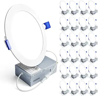 Ensenior 24 Pack 6 Inch LED Recessed Light, 5000K Dimmable Canless Wafer | 5000K Daylight, 5%-100% Dimmable, 1200LM 12W 120V, IC & Damp Rated, ETL & FCC & UL Certified, 50000h Life Span