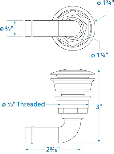 Miniatura 5 de Seachoice Ventilación de combustible de montaje empotrado de acero inoxidable 23061 de 90, resistente a la corrosión, requiere orificio de 1-38