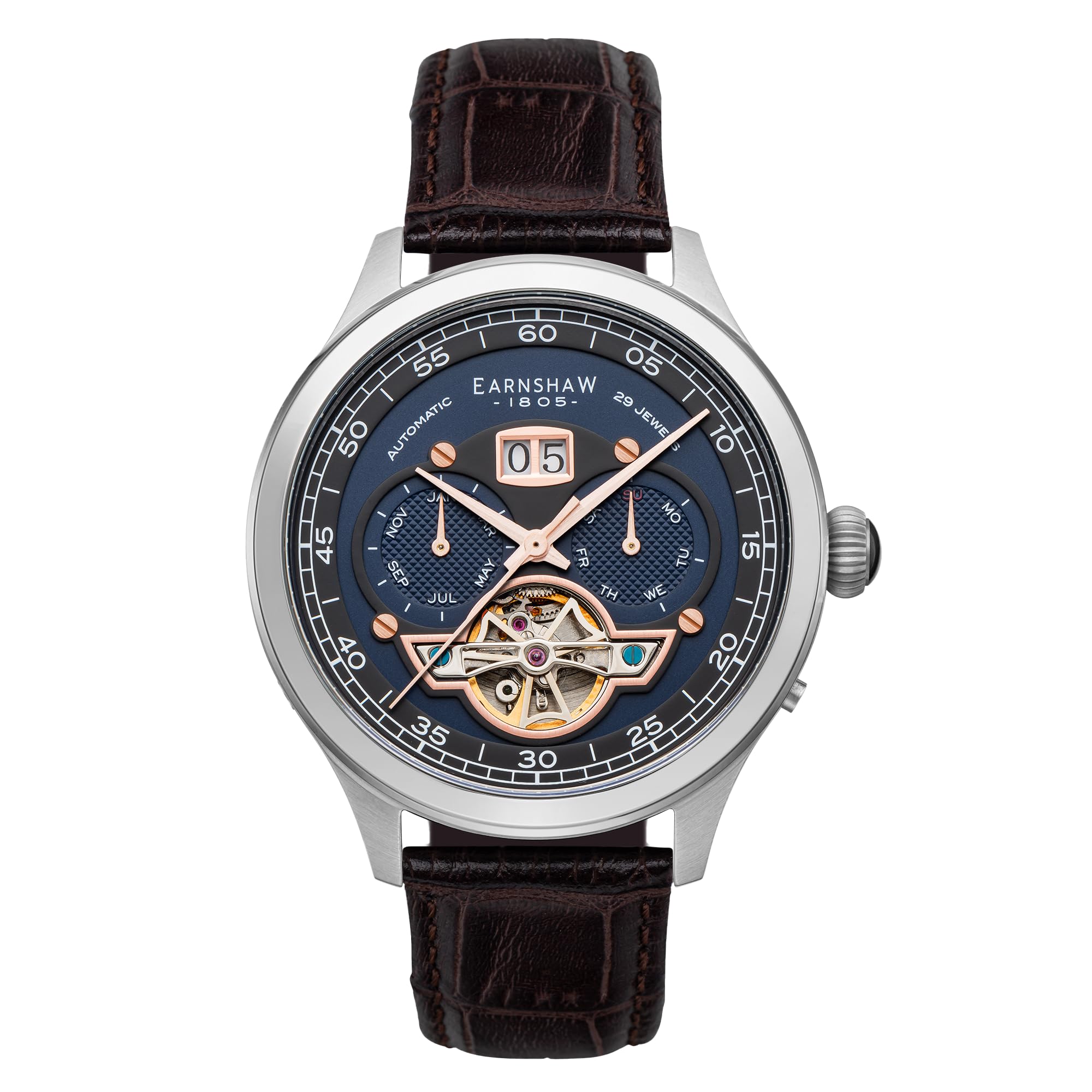 Earnshaw Orologio automatico ES-8187-02, blu, Moderno