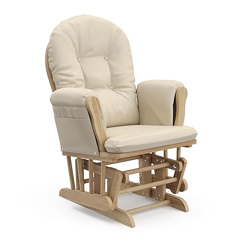 Miniatura 124 de Storkcraft Mecedora y otomana, cojín acolchado, bolsillo de almacenamiento, rodamientos de metal cerrados para un movimiento suave, fácil