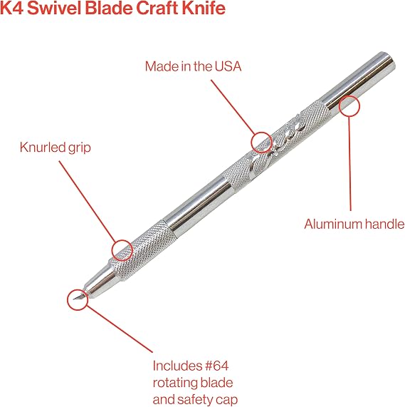 Excel Blades K4 Swivel Craft Knife with 360-Degree Rotating Blade, Aluminum
