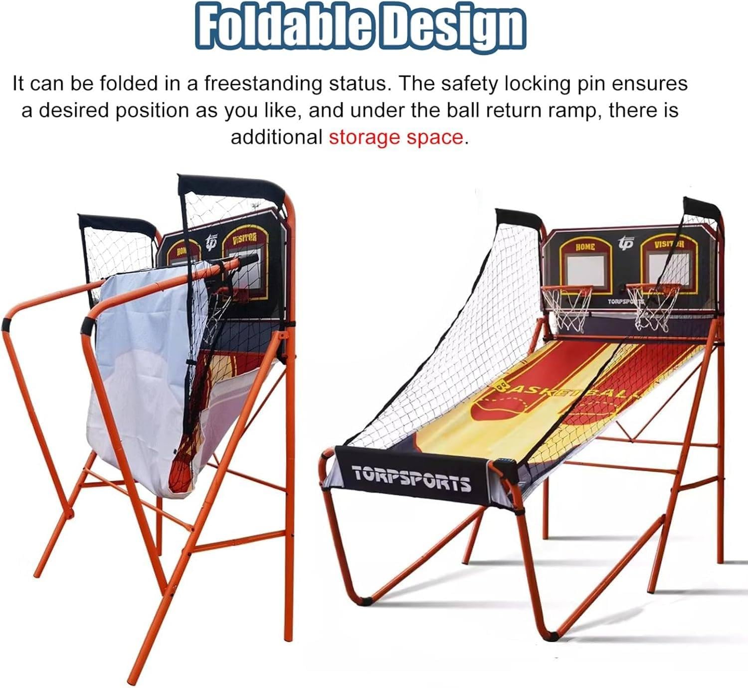 Pallacanestro elettronico pieghevole con arcade Dual Shot e Scorekeeper, include palle da basket per uso interno ed esterno