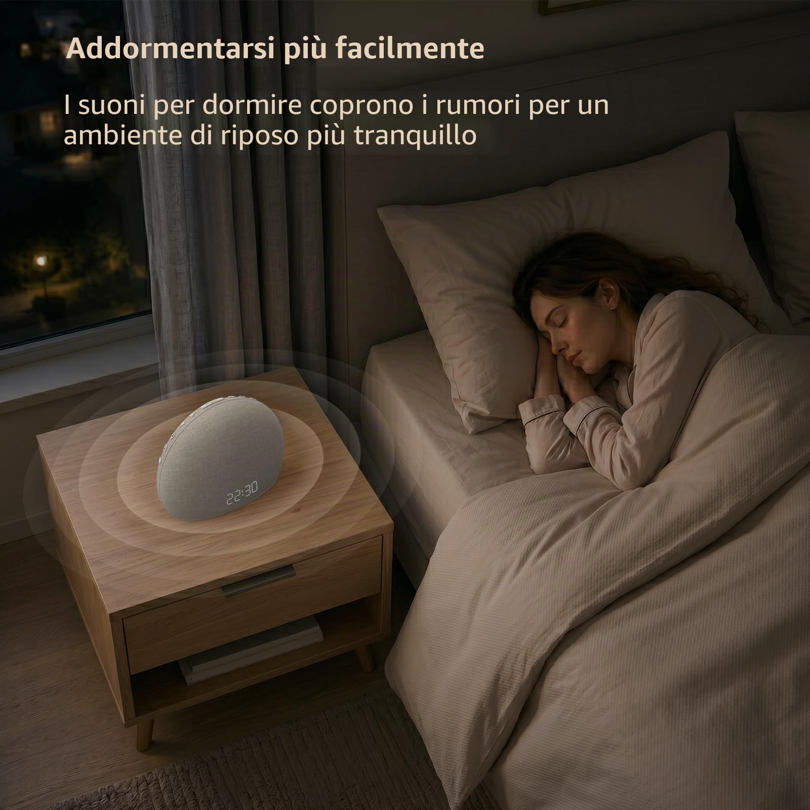 DOUMOSH Sveglia con Luce Alba e Macchina del Rumore Bianco | Luce Naturale per un Risveglio Dolce, 20 Suoni Rilassanti, Display Regolabile, Design Senza Schermo