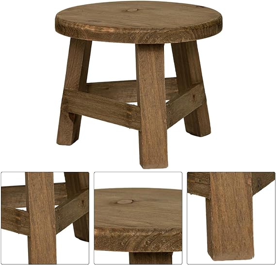 1/2 Minis Wooden Stool Display Stand Wooden Plant Stand Plant Holder for Flower Pots Plant Pot Riser Stand Decorative | Stool Display Stand for Indoor,Outdoor,Garden,Patio, 7 X 7 X 5.9 in