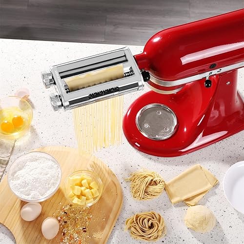 Miniatura 6 de Accesorio para hacer pasta para batidoras KitchenAid, juego 3 en 1 incluido rodillo de hojas de pasta, accesorios para cortador de espaguetis y