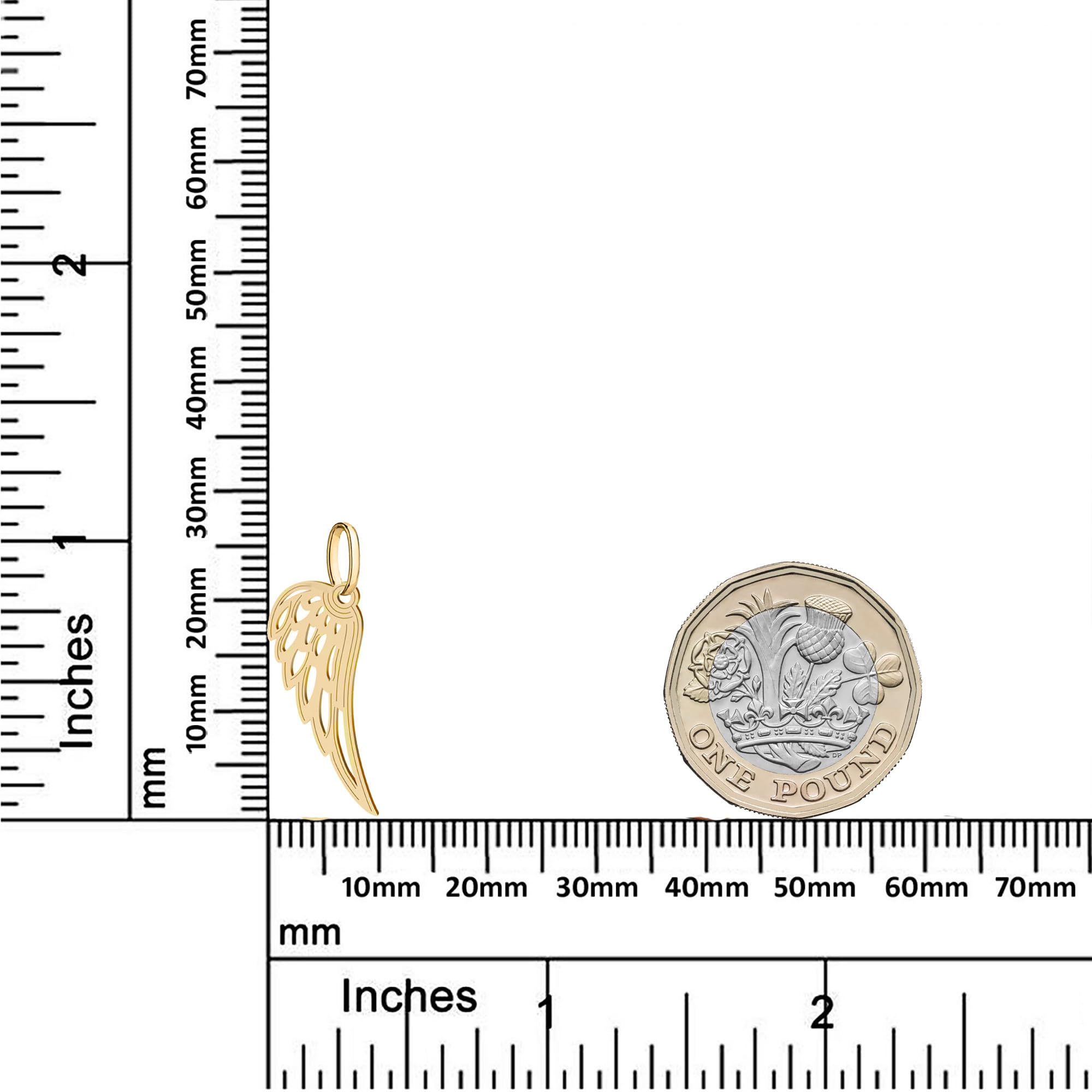 14K/585 Gold Anhänger Damen Engelsflügel Schutzengel Charm