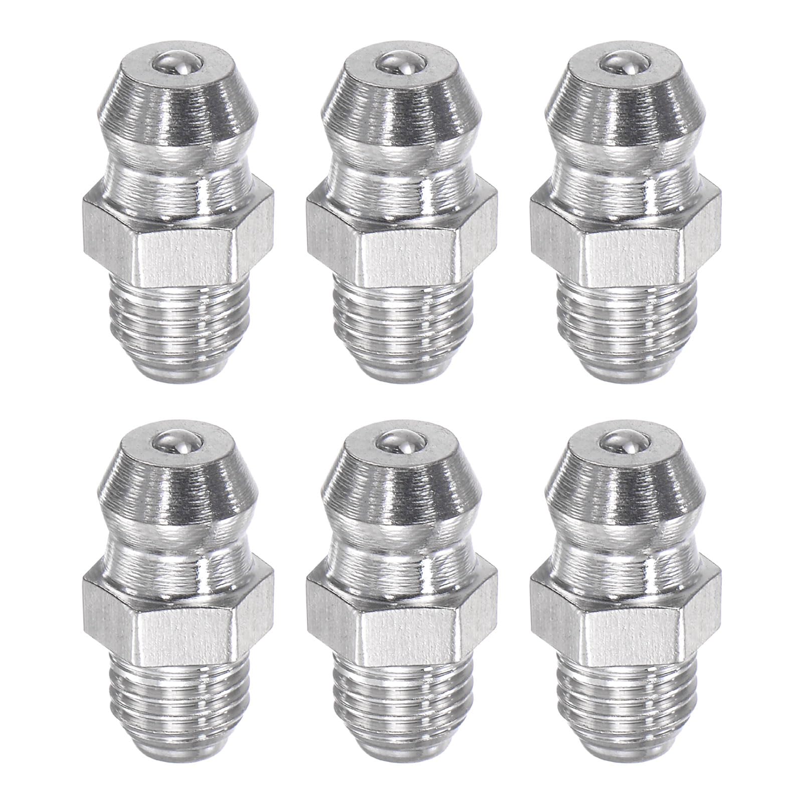 uxcell 6Pcs Metric Stainless Steel Straight Grease Fitting M6 x 0.75mm Thread Hydraulic Grease Fitting Accessories