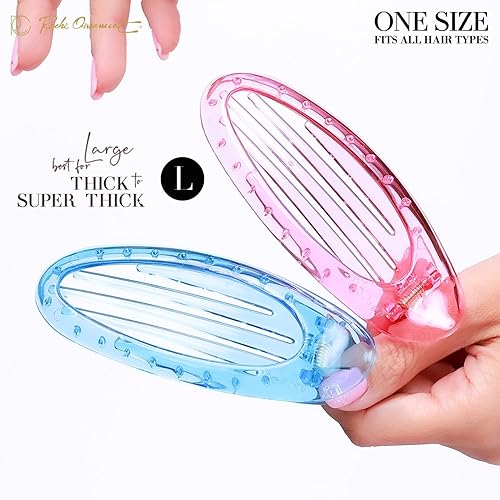 Miniatura 4 de RC ROCHE ORNAMENT 6 pinzas para el cabello con garra plana para mujer, peine de apertura lateral curvada, agarre fuerte, agarre antideslizante,