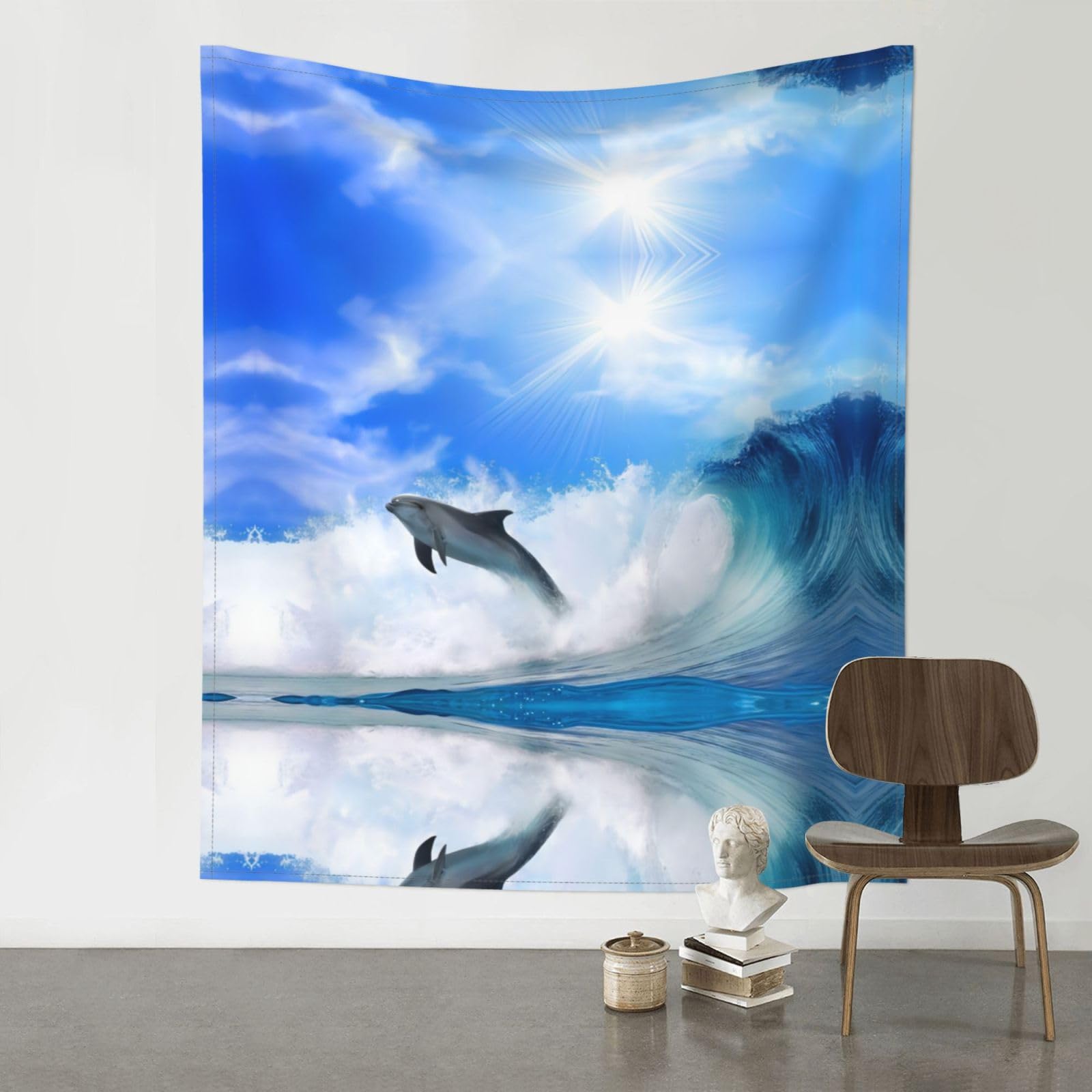 YYHWHJDE Cute Dolphin Prints 60x51in Wall Tapestry – High-Grade Polyester Throw for Dorm, Beach & Home Decor