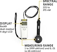 Vista 3 de General Tools Medidor de luz ultravioleta UVC digital UV512C, 220 a 270 nM