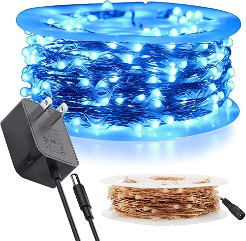 Cadena de luces enchufables, 99 pies, 300 luces LED con carrete, cable de cobre impermeable para luces de luciérnaga para dormitorio, patio, boda,