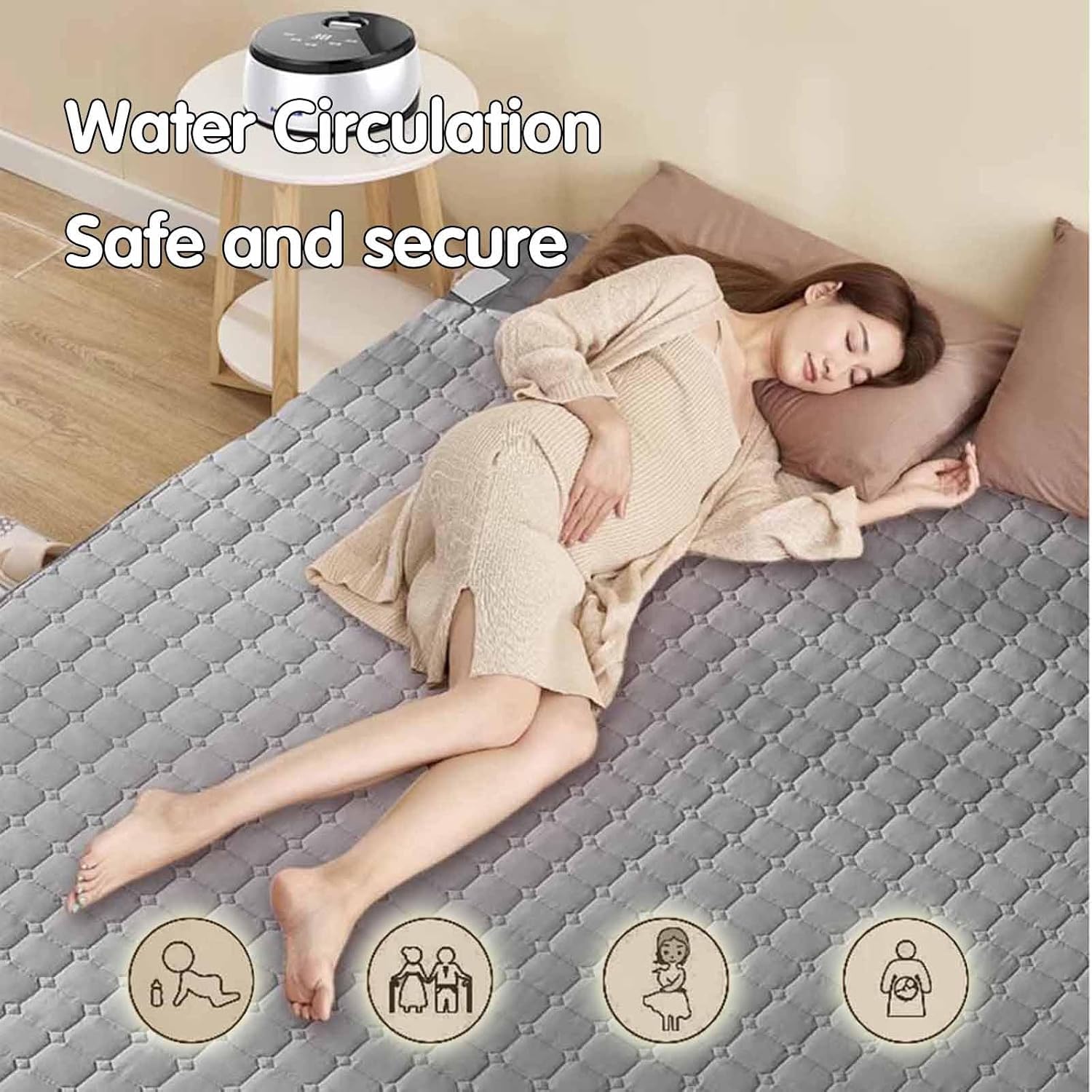 Water Heated Blanket Hydro Heat Soft Pad Temperature Control 110V Eco-Friendly Water Heated Mattress Pad Overheat Protection Warmer(180 * 230cm)