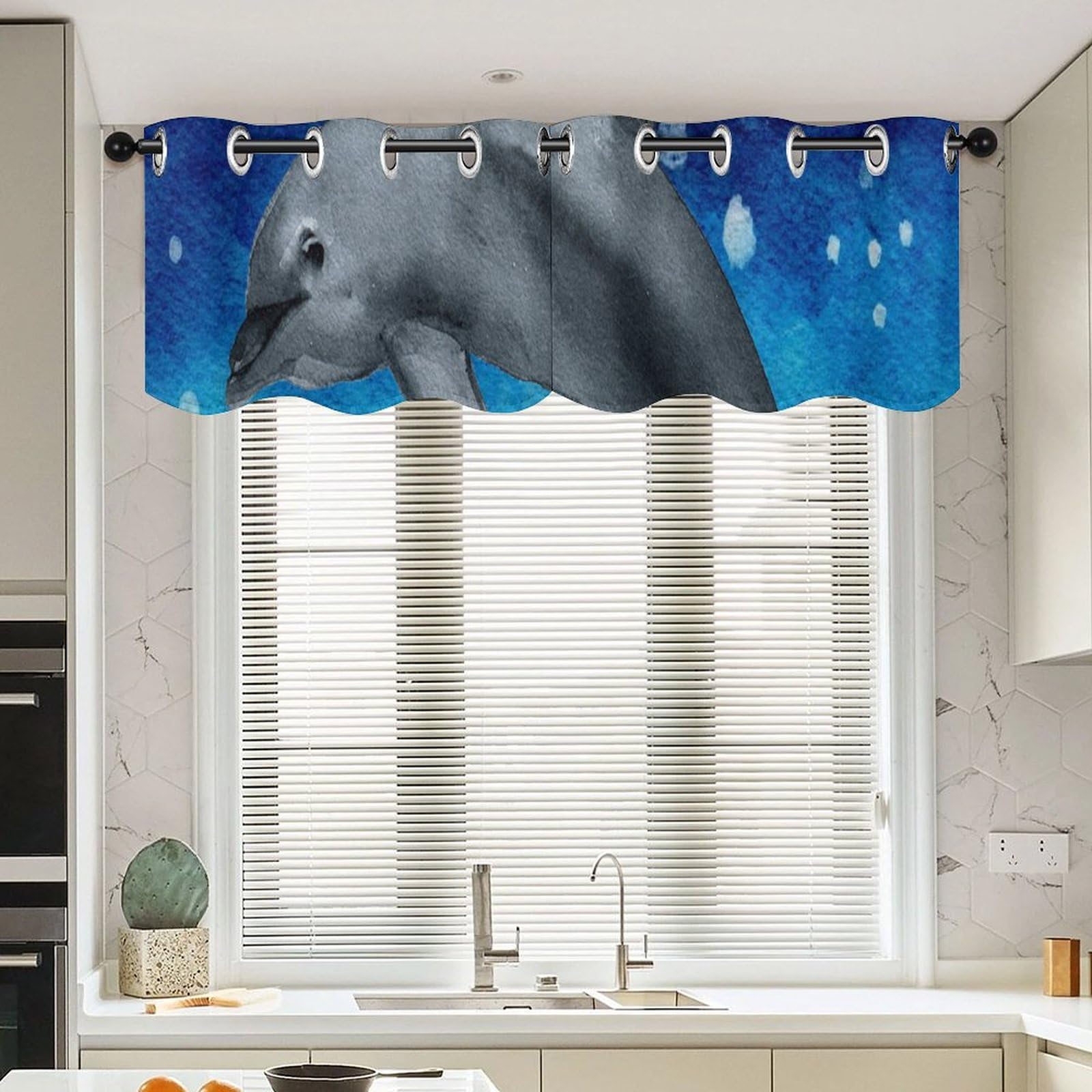 Cortinas de ventana para dormitorio y cocina con diseño de estrellas de mar