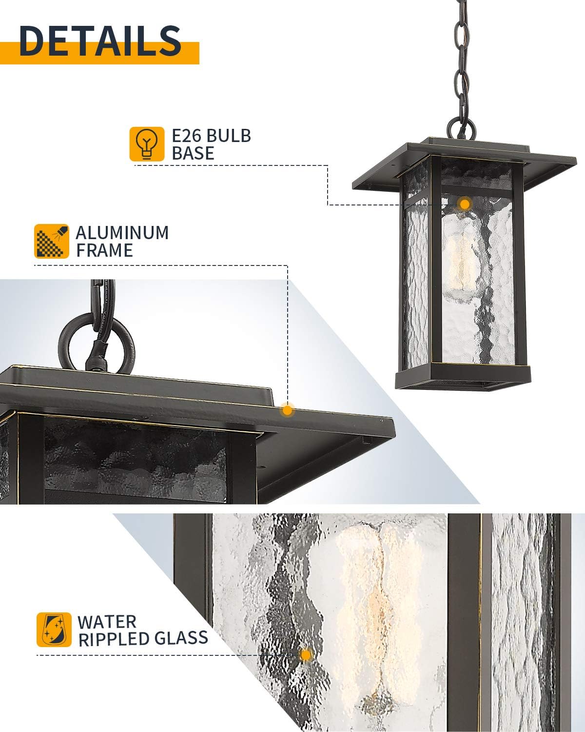 Bеѕt Dеаl Chеар 🛒 Outdoor Pendant Light for Porch, Beionxii 1-Light Exterior Hanging Lantern Light Fixtures Oil Rubbed Bronze Finish with Water Ripple Glass, Ceiling Height Adjustable - A268 Series Hоt Dеаlѕ Outdoor Pendant Light for Porch, Beionxii 1-Light Exterior Hanging Lantern Light Fixtures Oil Rubbed Bronze Finish with Water Ripple Glass, Ceiling Height Adjustable - A268 Series