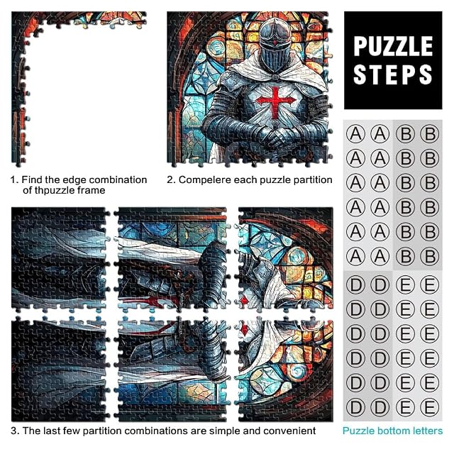 Foto 3 de 6 de Puzzle de 2000 Piezas para Adultos Vigilia de los Caballeros Templarios Acertijo para Decoración de Pared…