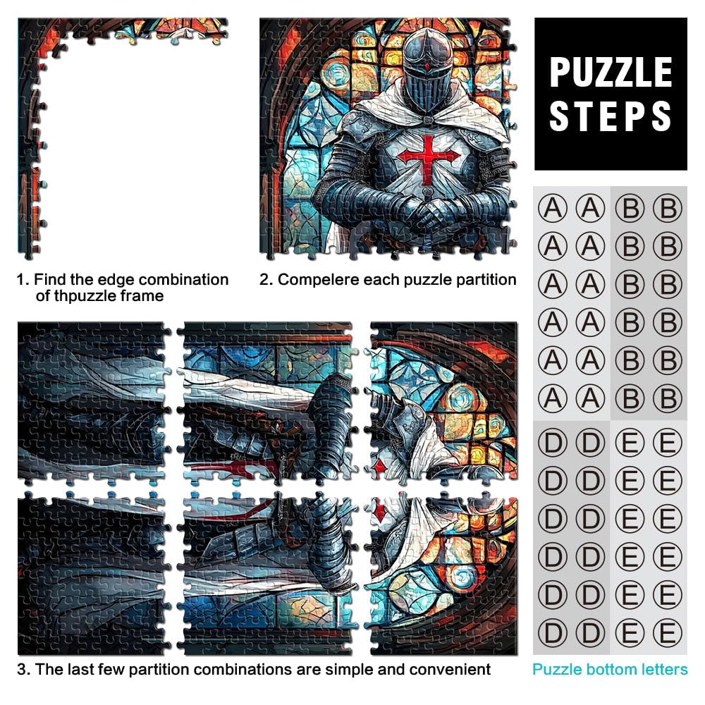 Puzzle de 2000 Piezas para Adultos Vigilia de los Caballeros Templarios Acertijo para Decoración de Pared cumpleaños y Navidad 70x100cm