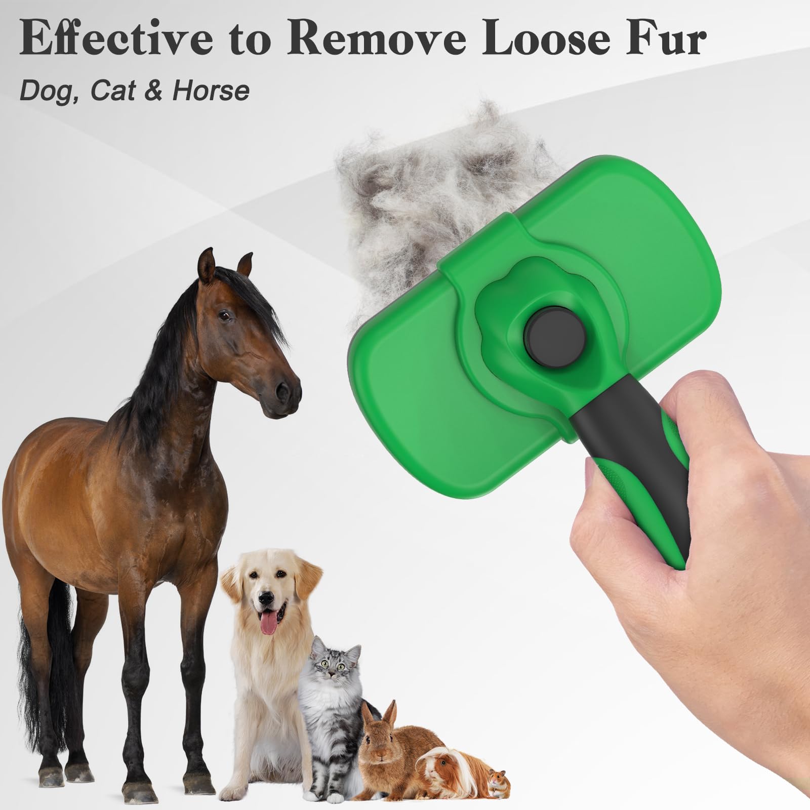 Dipoo Cepillo autolimpiante para perros y gatos, cepillo para gatos que no daña la piel, cepillo de aseo para perros, cepillo para quitar el pelo, cepillo para cachorros para perros peludos, verde