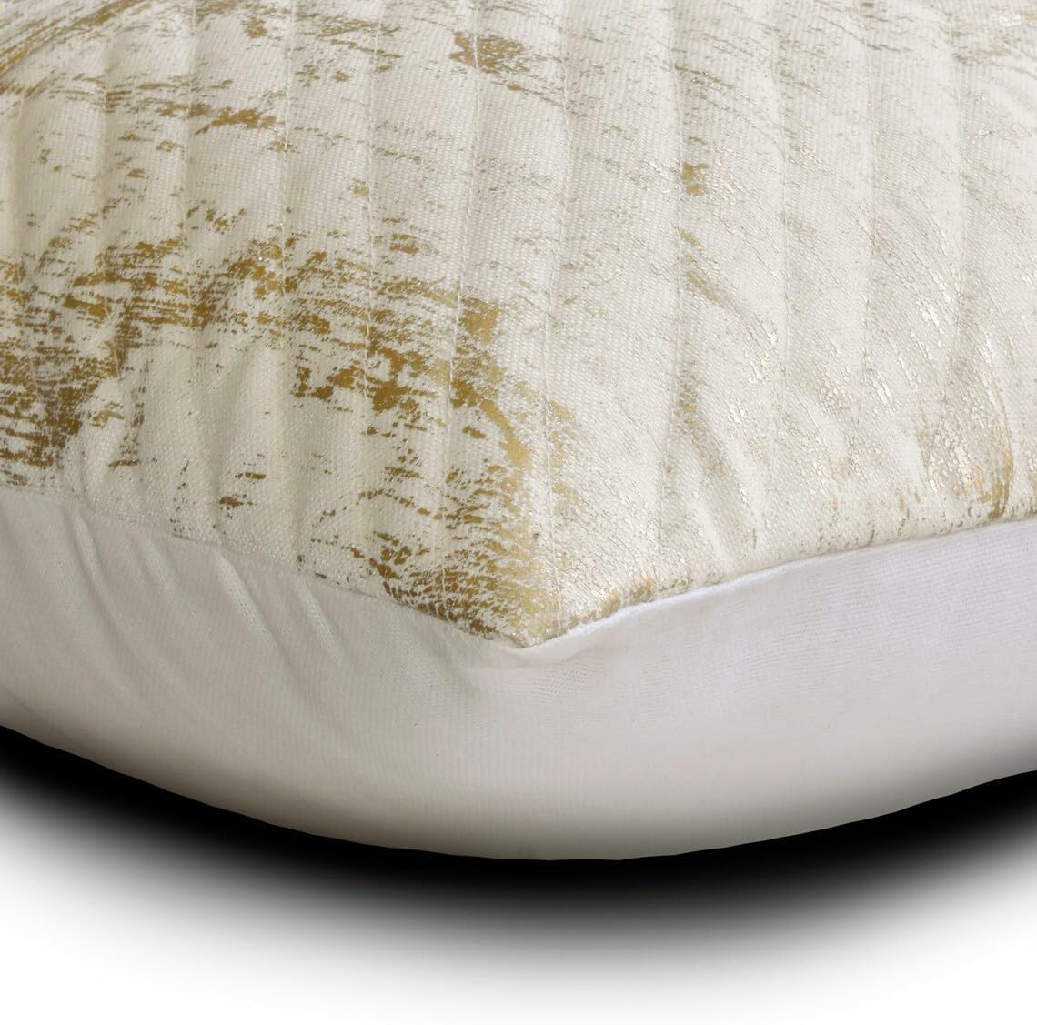The HomeCentric Cushion Covers, Decorative Gold 16"x16" (40x40 cm) Throw Pillow Covers, Linen Striped, Quilted & Foil Throw Pillows for Sofa, Patchwork Pattern Modern Easter - Carat Lane