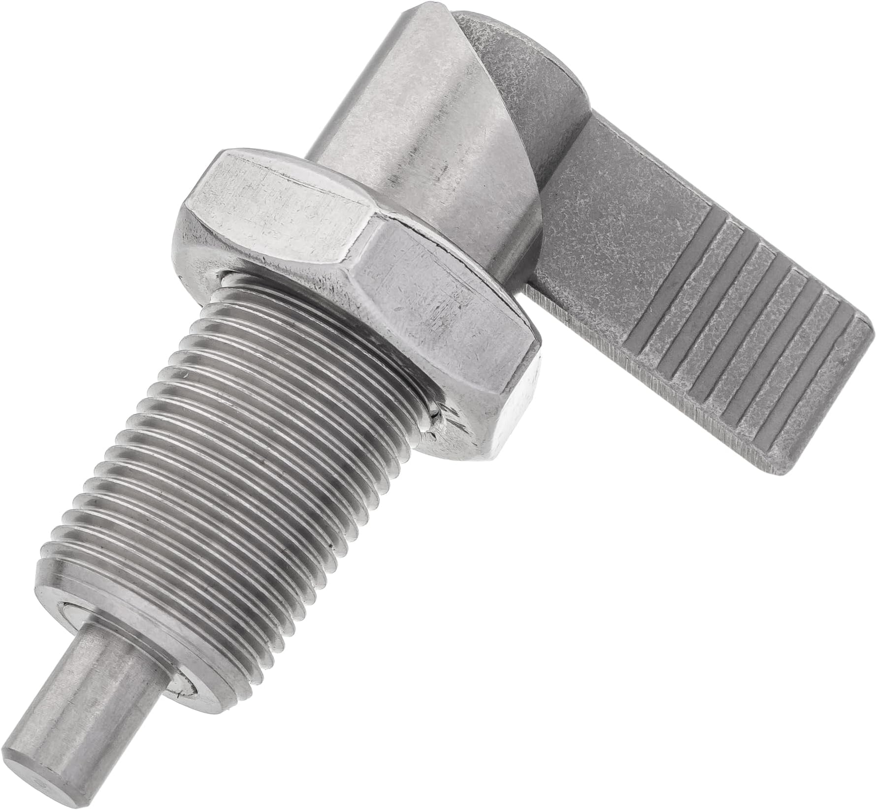 M20 x 1.5 x 37mm Thread 8mm Pin Diameter Lever Indexing Spring Plunger with Stop Notch - Stainless Steel L-Shaped Retractable Locking Bolt Knob Threaded Index Mechanism Accessory Tool