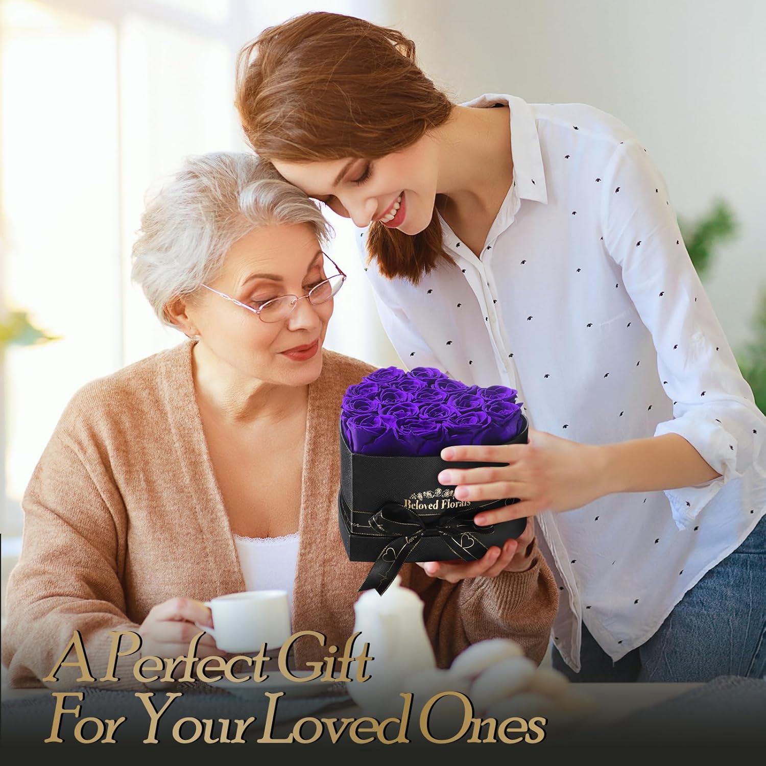 16 Preserved Flowers Rose Birthday Gifts for Women Her Mom Wife Girlfriend Grandma on Valentines Mothers Day Christmas Anniversary Romantic(Purple) - Image 6