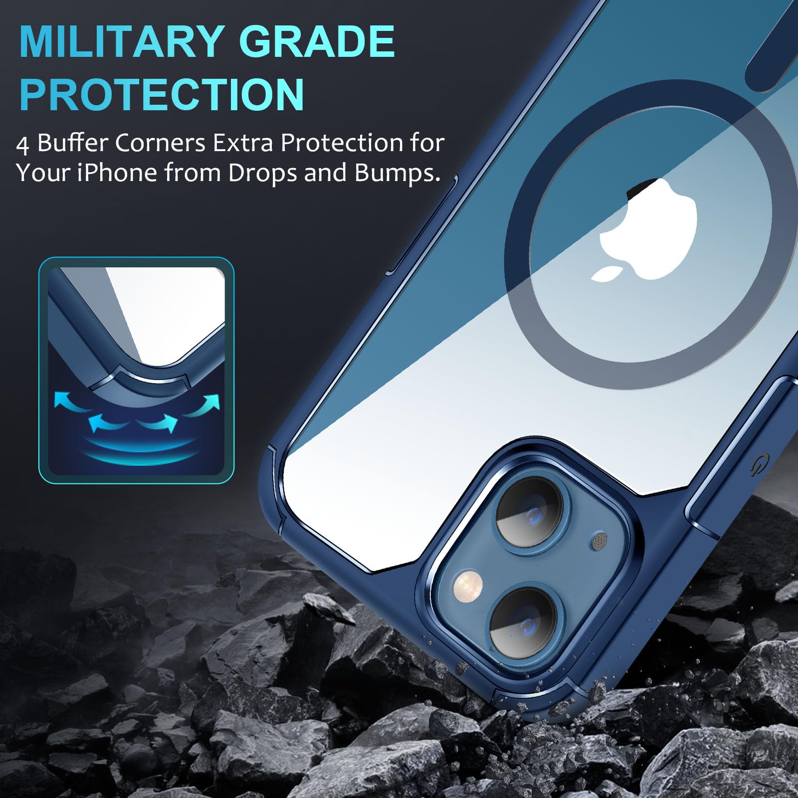 SDTEK Custodia Per iPhone 13 Mini, Cover 360 Protezione Per Schermo Nero