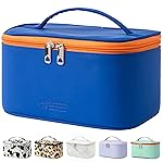 Meiyuuo Makeup Bag Large Cosmetic Bags for Women Girls Cute Travel Zipper Pouch Toiletry Organizer for Beauty Essentials Waterproof (Navy Blue)