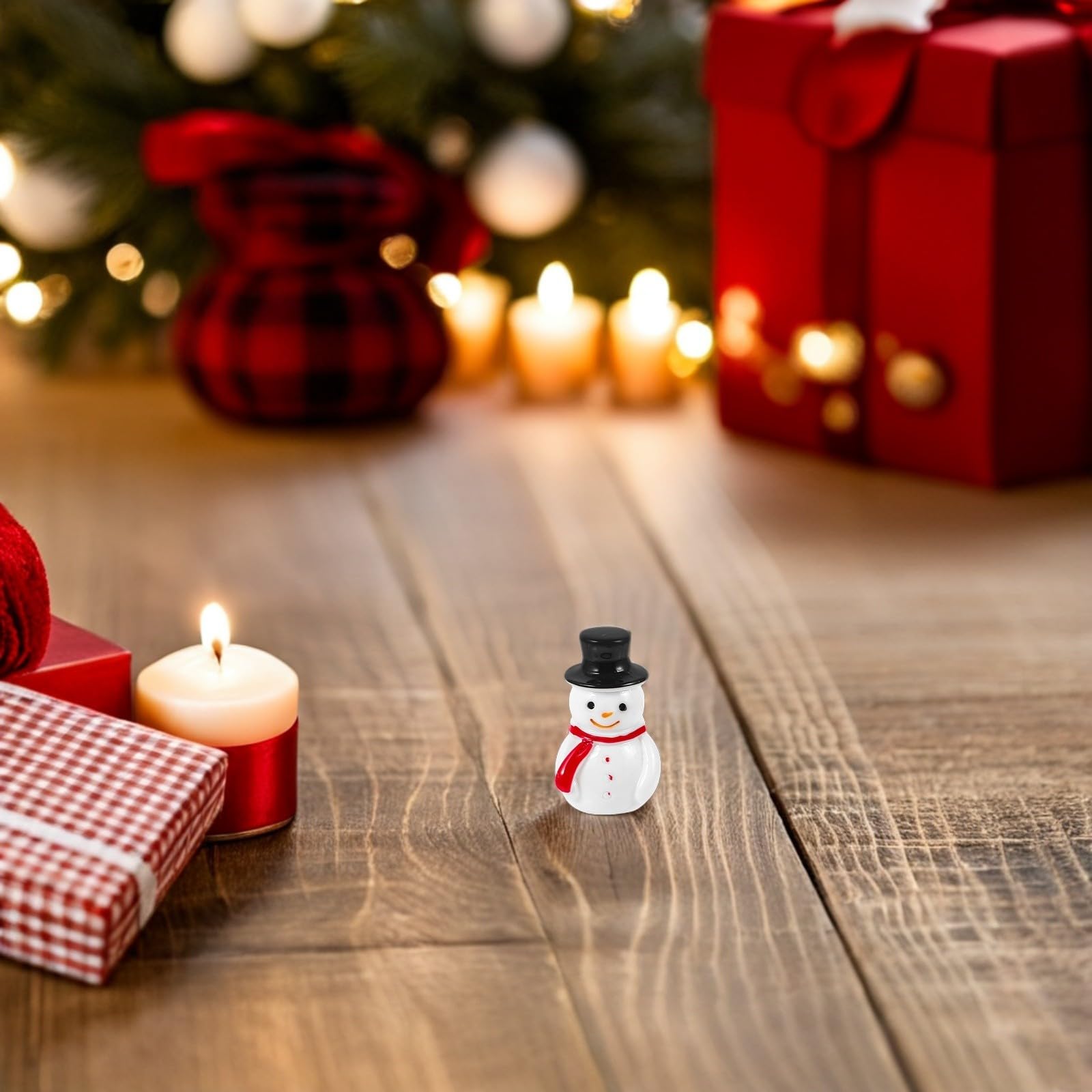 BESTonZON 20 Pezzi Mini Pupazzo di Neve in Resina Nera, per Natale