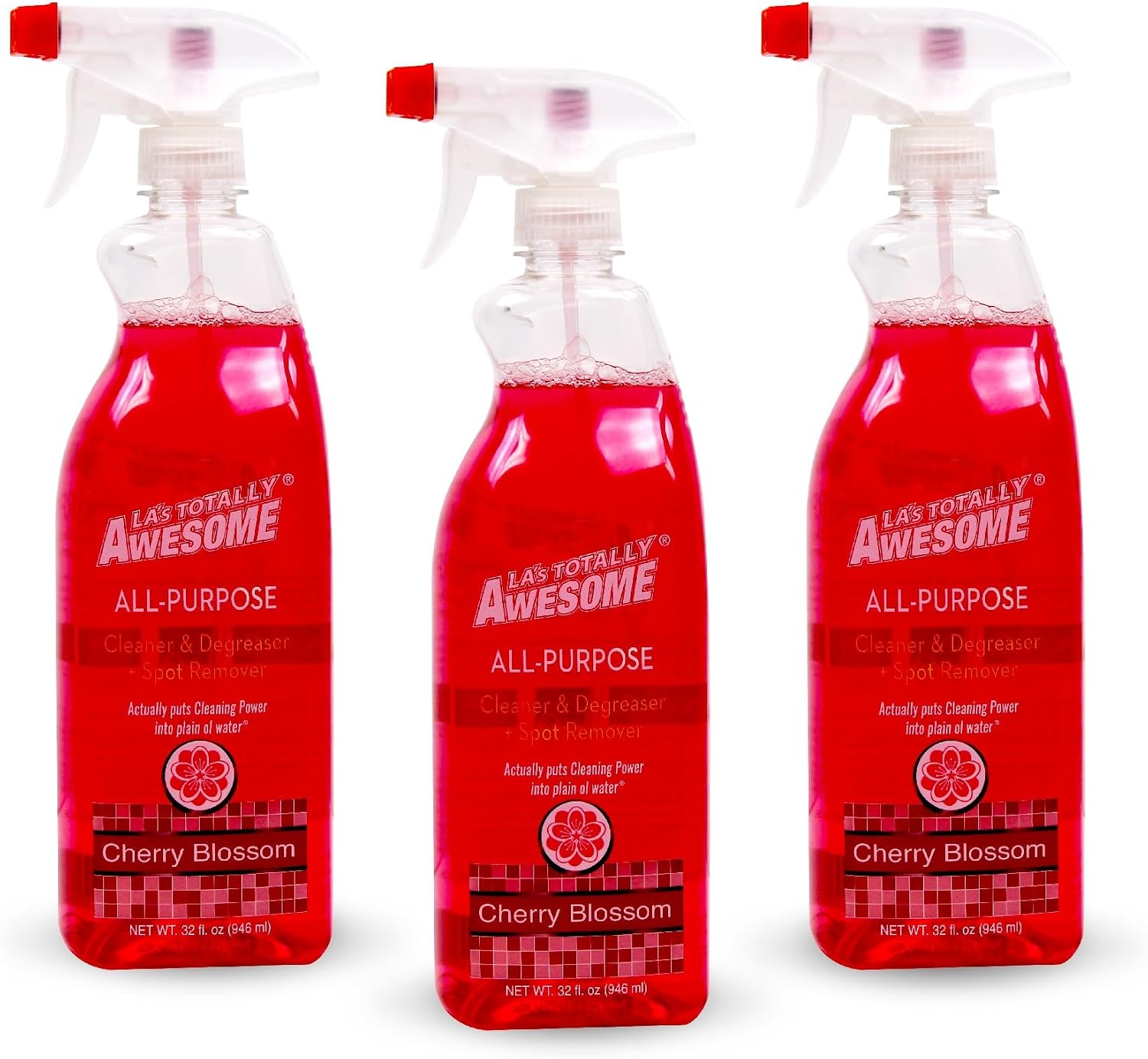 La's Totally Awesome All Purpose Cleaner Spray & Degreaser, Cherry Blossom, Plant-Derived Multi Surface Cleaner for Countertops, Sinks, Stovetops & Tile, 32 Fl Oz, Pack of 3