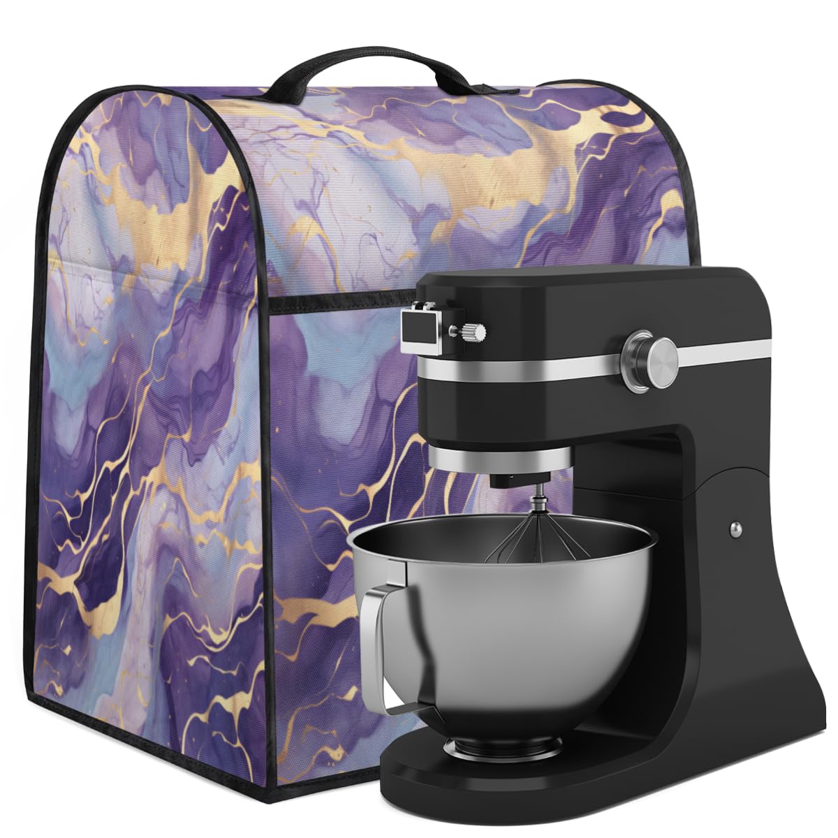 Coffee Maker Cover Abstract Purple Marble Kitchen Appliance Covers Small Appliance Covers Blender Cover Juicer Cover Dust Covers for Kitchen Appliances with Top Handle and Pockets,Washable,C516