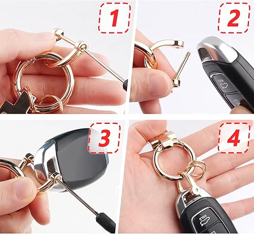 Miniatura 6 de Turcee Llavero de fibra de carbono para automóvil, accesorios para interiores de automóviles, llaveros de cuero y anillo en D antipérdida (negro)