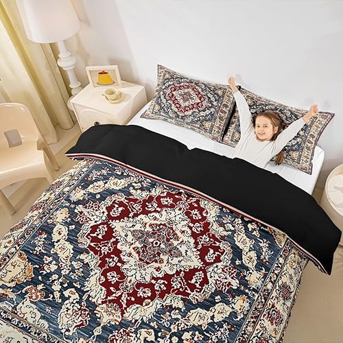 Miniatura 5 de Erosebridal Funda de edredón de medallón floral bohemio tamaño King, ropa de cama oriental envejecida, decoración occidental, funda de edredón de