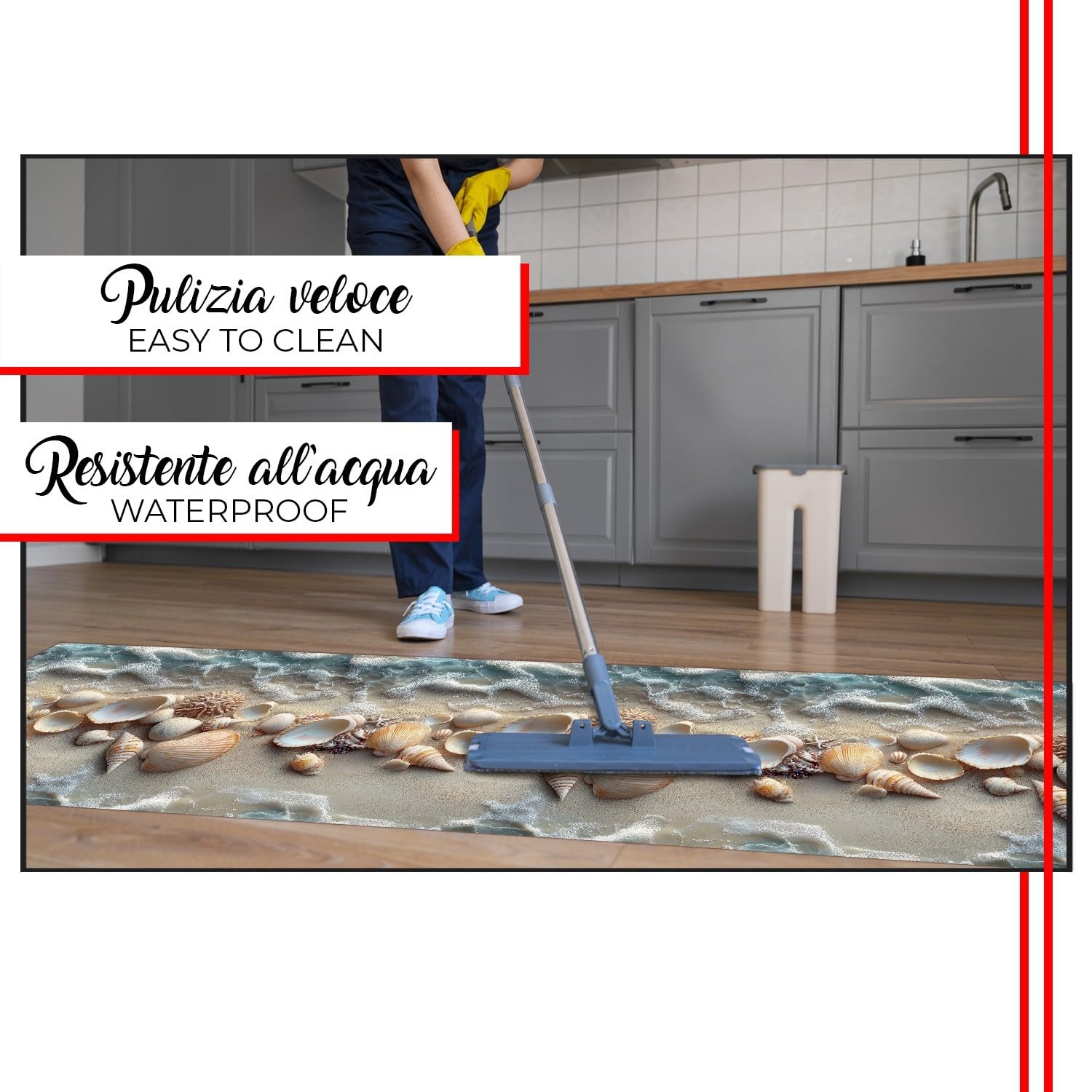 emmevi Tappeto Cucina Pvc Morbido Passatoia Antimacchia Gomma Antiscivolo Flessibile 51x180 Spiaggia